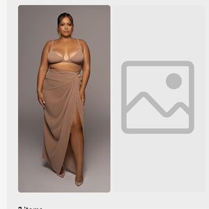 JLUXLABEL Brown Maxi Wrap Skirt with Slit